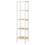 SONGMICS 5-Tier Bamboo Bathroom Shelf, Freestanding Narrow Shelf Unit, Multifunctional Storage Shelf, Corner Shelf, for Kitchen, Living Room, Bedroom, Hallway, Cloud White and Natural Beige BCB055N01