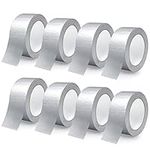 8-Pack Silver Heavy Duty Duct Tape, 1.88 inches x 30 Yards, Strong, Flexible, No Residue, All-Weather and Tear by Hand - Bulk Value for Repairs, Industrial, Professional Use