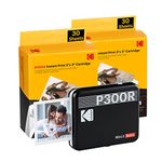 KODAK Mini 3 Retro 4PASS Portable Photo Printer (7.5x7.6cm) - Pack with 68 Sheets, Black