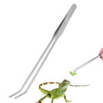 1Pcs Aquarium Tweezers Silver Curved Long Tweezers 10.2IN Stainless Steel Feeding Tongs with Anti-Slip Handle Design Reptile Feeding Tongs for Aquatic Fish Tank Plants Reptiles Lizards