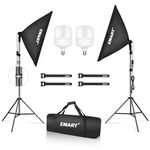 EMART Softbox Lighting Kit,20"x28" Soft Box Lights Photography Accessories with 2X 125W E27 5500K Bulbs, Professional Camera Photography Lighting Kit for Studio Video Recording, Filming, Podcast