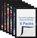 CEUHROG 6 Pack Diamond Painting Frames, Diamond Painting Art Canvas Frames 12" x 15.7", Self Adhesive Diamond Magnetic Art Frame, Frames for Wall Window Door Black, Inside Size 10" x 14"