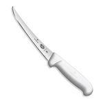 Victorinox Cutlery 6-Inch Semi-Stiff Boning Knife, Curved Blade, White Fibrox Handle