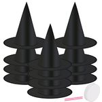 CCINEE 12pcs Halloween Costume Witch Hat,Black Witch Hat with Hanging Rope for Halloween Costume Party Favor Home Decoration