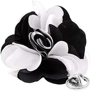 Vittorio Vico Two-Tone Flower Lapel Pin - Brooch, Boutonniere for Men (Black/White)