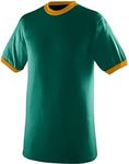 Augusta Sportswear Mens Ringer Tee Shirt, Dark Green/Gold, Medium