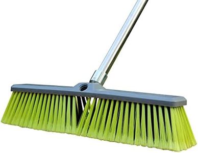 PHYEX 18" Push Broom with Adjustable Long Handle, Multi-Surface Floor Scrub Brush for Cleaning Deck, Patio, Garage, Driveway