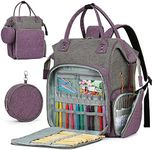 Coopay Knitting & Crochet Bag - Large Yarn Storage Backpack, Portable Organizer for Knitting Needles, Crochet Hooks & Supplies