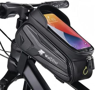 WOLFILIST Bike Bag - Waterproof Bike Frame Bag with Sun-Visor Rain Cover, Bike Phone Holder with TPU Sensitive Touch Screen, Handlebar Bag Bicycle Accessories, Large Capacity Suitable Phone Under 7"