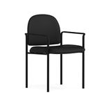 Flash Furniture BT-516-1-VINYL-GG Black Vinyl Comfortable Stackable Steel Side Chair with Arms