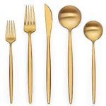 20 Piece Gold Silverware Set for 4, Terlulu Stainless Steel Flatware Set, Gold Cutlery Set Utensils Set, Tableware Include Forks Knives Spoons for Home Kitchen Restaurant Wedding, Satin Finish