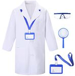 TOGROP 4Pcs Doctor Scientist Lab Costume for Kids Role Play Thick White Coat Birthday Party Gift 2-4 T