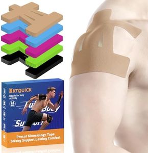 Kinesiology Tape for Shoulder Precut, 24 PCS Shoulder Tape for Pain Relief, KTQUICK Original Cotton Waterproof & Breathable, Enhance Elastic Sports Tape for Pain Support and Muscle Sports, Beige