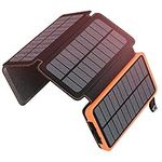 A ADDTOP Solar Charger Power Bank - 25000mAh Fast Charging Portable Charger with 4 Solar Panels Solar Cell Phone Charger External Battery Pack for Phone Tablet