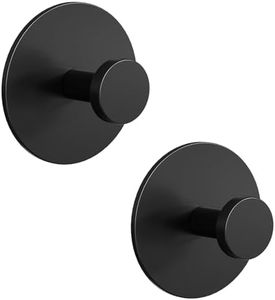 bussdis Towel Hooks for Bathroom Wall - Extra Sticky Stainless, Holds up to 20LB, Coat Hooks Wall Hooks, Adhesive Door Holder Hanger Shower Accessories, Matt Black Heavy Duty