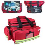 EVAQ8 Medical Equipment Bag Red Padded Sides to Protect Contents for Doctors, Paramedics, First Responders - Unkitted