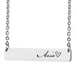 HUAN XUN Personalized Bar Custom Name Necklace Personal Womens Jewelry Birthday Gift, Metal, No Gemstone