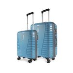 Aristocrat Air Pro Trolley Bag Set of 2 Polypropylene Spinner Wheels Hard Luggage (55Cm and 66Cm) | Cabin and Medium Check-in Luggage | Secured Combination Lock | Cross Teal | Unisex