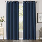 CUCRAF Blackout Curtains Noise Reducing Eyelet Blackout Curtains for Bedroom - W55 x L69 inch Navy Blue, Set of 2