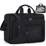 Laptop Bag 17.3 Inch Laptop Briefcase Messenger Bag for Men Women Large Laptop Case Waterproof Business Office Work Computer Bag Adjustable Shoulder Messenger Bag with Strap, Black