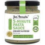 Jus' Amazin 5-Minute Pasta Sauce - Creamy Alfredo (200g), Only 5 Ingredients, 100% Natural, 85% Nuts, Zero Additives, Vegan & Dairy Free, Ready to Cook, Italian Cuisine