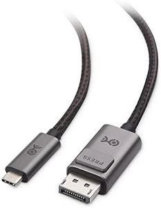 Cable Matters Braided USB C to DisplayPort 1.4 Cable 6ft, Support 4K@240Hz / 8K@60Hz (USB-C to DisplayPort, USB C to DP) in Gray - Thunderbolt 4 /USB 4 Compatible with MacBook, XPS