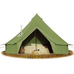 Cotton Canvas Bell Tent, Glamping Yurt Tent with Stove Jack, Waterproof and Breathable Cotton, 4 Season Tent with Zipped Removable Floor (olive, Diameter 3M)