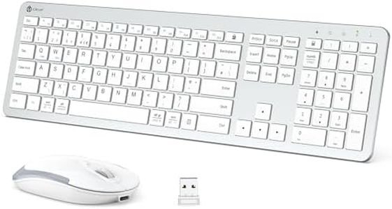 Wireless Keyboard and Mouse Set, iClever Keyboard and Mouse Rechargeable Full Size with Numeric Keypad, Energy Saving 2.4G USB Ultra Slim Silent Wireless Keyboard for Mac OS/Windows/Computer/Laptop