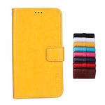 BRAND SET® Alcatel 1 5033D Case Wallet style faux leather flip Case with Secure Magnetic Closure Lock and bracket function,Suitable for Alcatel 1 5033D (Yellow)