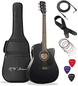 Jameson Guitars Full Size Thinline Acoustic Electric Guitar with Free Gig Bag Case & Picks Black Right Handed