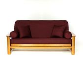 Royal Heritage Home 100% Cotton Full Size Futon Cover - Burgundy - Washable Zippered Sofa Furniture Bed Mattress Covers - Armless Couch Zipper Slipcover Protector/Encasement