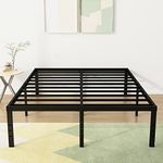 DiaOutro 18 Inch Queen Bed Frame Heavy Duty Metal Platform No Box Spring Needed, Maximum Storage, Easy Assembly, No Noise, Black