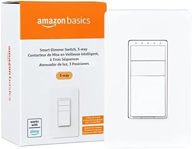 Amazon Basics Smart Dimmer Switch, 3-Way, Works with Alexa Only, 2.4 GHz Wi-Fi, No Hub Required, White, 2.91 x 4.65 x 1.62 inches