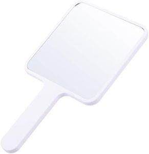 Minkissy Desk Vanity Mirror Hand Mirror Handheld Mirror with Handle Makeup Mirror Vanity Mirror with Handle for Travel, Home and Salon White Small Hand Held Mirror