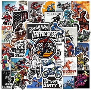 Motocross Dirt-Bike Stickers, 50PCs, Aesthetic Vinyl Waterproof Decals, Stickers for Hydro Flask, Laptop, Water Bottle, Stickers for Kids, Toddlers, Teens, Girls, Car, Helmet Stickers Motocross