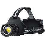 AKNEAR Rechargeable LED Headlamp Super Bright, 990000 High Lumens Head Lamp Zoomable, 25Dys+ Runtime & 12 Mode & Lightweight Comfort & 125° Adjustable Waterproof Head Light for Outdoor