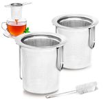 2 Pack Tea Infuser, Stainless Steel Extra Fine Mesh Tea Strainer for Loose Leaf with Foldin Handle Sitting in Mugs, Tea Filters, Tea Strainers, Tea Basket, Infusers Tea Diffuser for Loose Tea Steeper