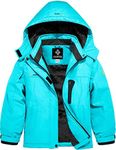 GEMYSE Girl's Waterproof Ski Snow Jacket Hooded Fleece Lined Windproof Winter Jacket (Lake Blue,10/12)