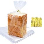 Homrelaxy 75Pcs Reusable Plastic Bread Bags for Homemade Bread and 90 Ties, 18 x 8 x 4 inch Reusable clear Loaf Bags, Adjustable, Perfect for Home Bakers and Bakeries