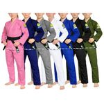 FUJI BJJ Gi for Kids - Brazilian Pride Special Edition Jiu Jitsu Uniform Gi with White Belt (White/C00)