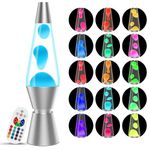 LED Liquid Motion Lamps with Remote 17 Colours Changing Lamp White Liquid & White Wax 13.5'' Lamps for Adults Kids Gift for Christmas Birthday Mood Light for Bedroom Home Decor