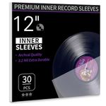 Vinyl Record Inner Sleeves, 30 Anti Static 12" LP Vinyl Inner Sleeves, Premium Protective Plastic Vinyl Sleeves Albums Covers for 33 RPM Record Protection Collection Storage Vinyl Lovers Gift