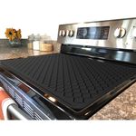 Stove Top Cover for Electric Stove - Silicone Stove Mat for Glass Top Stove, Glass Cooktop Protector, XL Dish Drying Mats for Kitchen, Range Covers for Electric Stove (Black Grid,76x53cm)