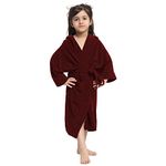 CREEVA Premium Melodious Unisex Hooded Children's Bathrobe - Cozy and Absorbent Robe with Adjustable Belt and Pocket for Kids Ages 10-11 Years (Wine)