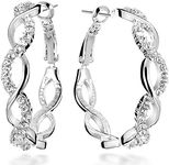 Gemini Women's Jewerly Platinum White Gold Filled Swarovski Crystal Hoop Earrings Valentine's Day Gifts Gm045Wg 1.5 inches