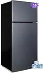 Borcolo 7.5 Cu. Ft. Compact Fridge with Freezer, Double-Door Refrigerator with Adjustable 7-Level Thermostat, Dorm Fridge for Kichen, RV, Office, Apartment, College, Blue