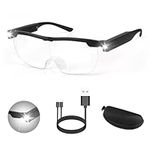 Oromiss, 200% Big Vision Wearable, USB Rechargeable LED, Hands Free Magnifying Glasses for Hobbies, Reading, Close Work, Anti Blue Light, Black