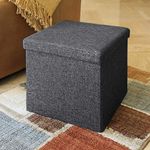 ZARPA (LABEL) Classical 12" Foldable Storage Footrest Toy Box Coffee Table Ottoman, Single, Charcoal Gray