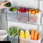 Rylan Plastic 6 Fridge Storage Boxes Multipurpose Containers For Storage Space-Saving Refrigerator Side Door Organizer For Fridge Kitchen Fruits, Vegetables Storage Containers- Transparent