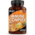 Vitamin D Tablets - Immune Booster Complex - Enriched with Immune System Vitamins C, D, B12, Zinc, Turmeric & Elderberry - Immune Support Made in The UK Immunity Booster by New Leaf 120 Tablets